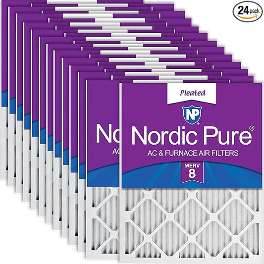 Nordic Pure 14x20x1 (Actual Size: 13 1/2 x 19 1/2 x 3/4) Pleated MERV 8 Air Filters 24 Pack