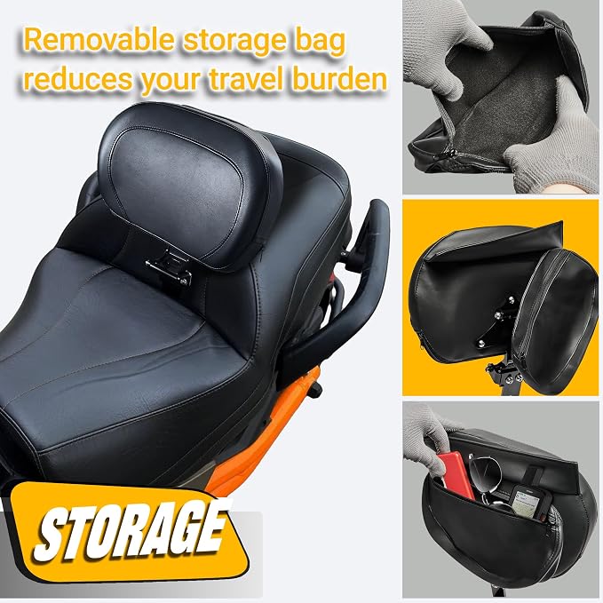 Driver Backrest for Can Am Spyder F3/F3-L/F3-S/F3-T 2015-2025 Accessories | Rider Backrest Mount Kit with Storage Pouch | Adjustable Quick Detachable