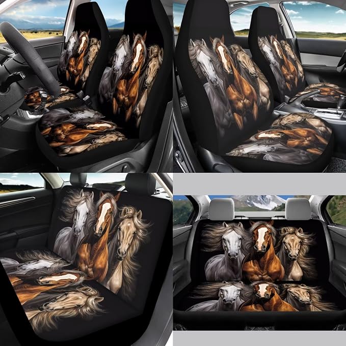 Wild Horse Automotive Seat Cover Set 12 Pcs Center Console Cover Car Seat Belt Pad Cover Steering Wheel Cover Elastic Fabrics Hand Brake Cover Suitable for Most Cars,SUV