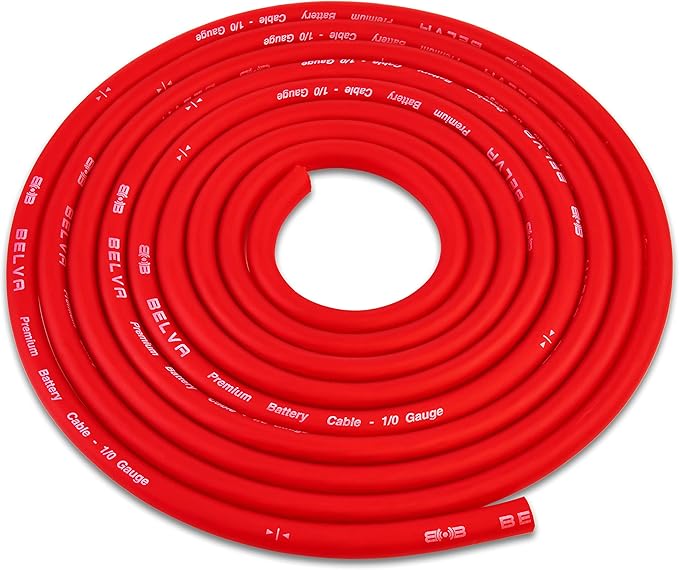 Belva True 1/0 Gauge AWG Premium CCA Dual Amplifier Wiring Kit Without RCA Cable - BPK0D RED
