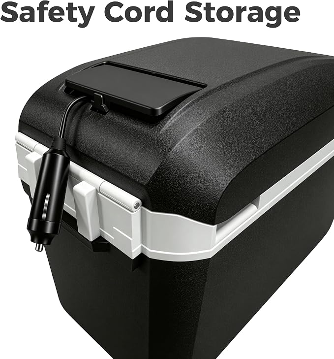Iceblue Electric Cooler with Type-C, 8 Liter /11 Cans Mini Fridge with Belt, 9V Type-C Thermoelectric Dual-use Car Refrigerator, Car Fridge for Car, Dorm, Travel, Picnic, Gift - Black