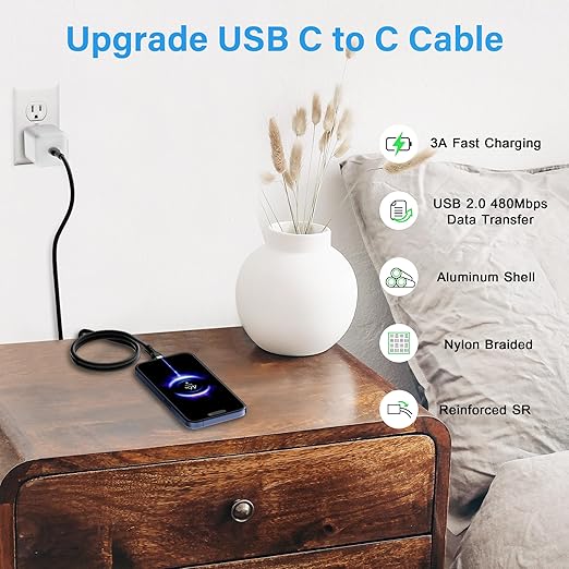 Conable USB Type C Cable (1FT, 50-Pack), USB-C to USB C Fast Charging Cable, Compatible with iPhone 17 Air 16 15 Plus Pro Max, iPad Pro, Galaxy S25 S24 S23, CarPlay, LG and More