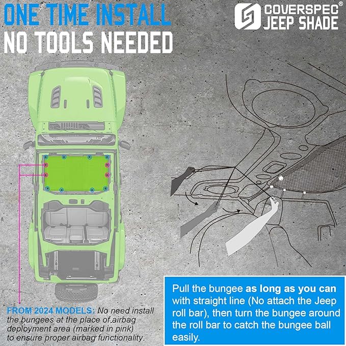 JT JL Top Sun Shade Roof Compatible with Jeep Wrangler and Gladiator 2 or 4 Door 2018 to 2023 Sunshade Sunroof Blocks UV Wind Noise Green Mesh for Front