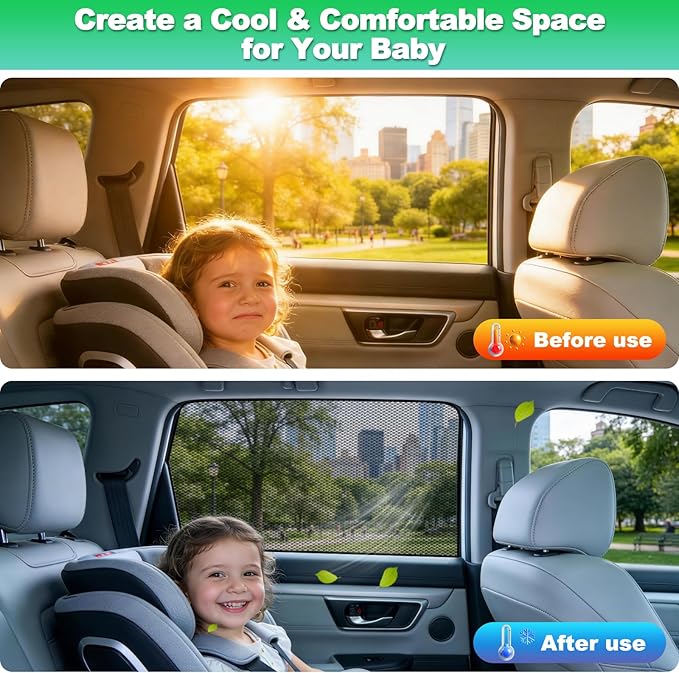 Car Window Shades for 2023-2025 CRV - Rear Side Window Sun Shade for Baby, Breathable Mesh Car Privacy Window Covers, UV Protection and Heat Insulation for Road Trips, Napping, Camping