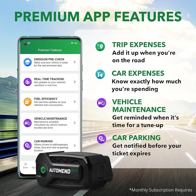 Automend Pro OBD2 Scanner - Automotive OBD2 Scanner Diagnostic Tool for iOS and Android | Bluetooth Car Code Reader for Most Vehicles | Easy to Understand Auto OBD Scanner and Check Engine Code Reader