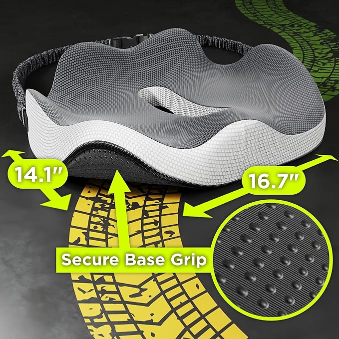 Semi Truck Tablet Mount & Truck Seat Cushion, Heavy Duty Tablet & iPad Holder Compatible for Dashboard Windshield Window & Ultimate Memory Foam Trucker Seat Cushion (1 TM & 1 SC)