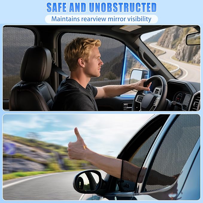 ZATOOTO Ford F-150 Car Window Shades 2015-2020, Car Window Covers for Baby Sun Shade Breathable Mesh Screen Blocking 99% of UV Rays and Glare, Privacy Protection for Camping and Napping