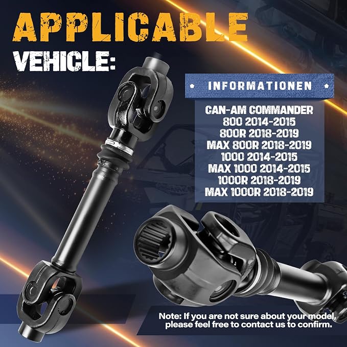 Propeller Drive Shaft Prop Fit for Can-Am Commander 800/800R | Fit for Can-Am Commander MAX 800R | Fit for Can-Am Commander MAX 1000/1000R, OE 703500854, 703500924