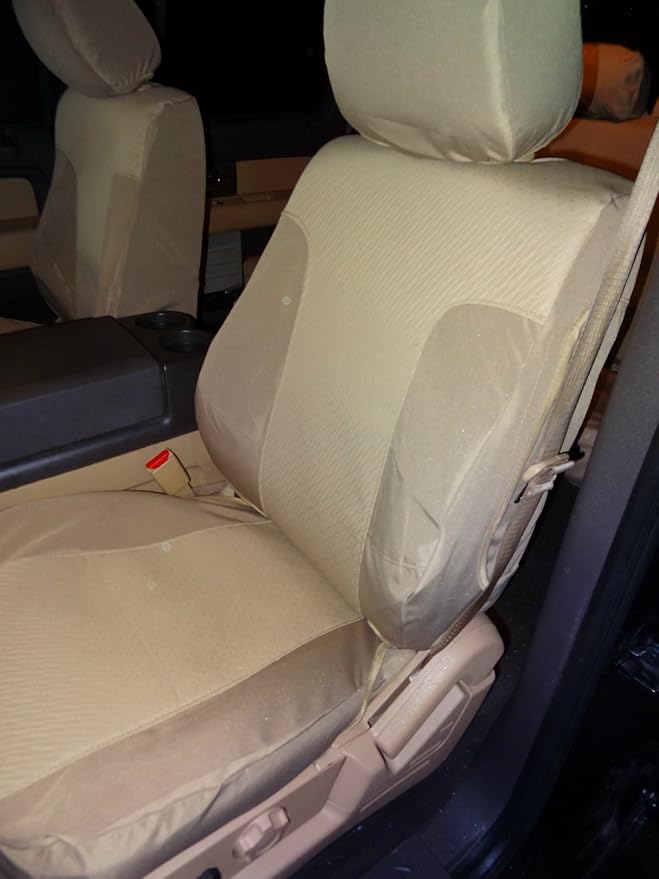 Durafit Seat Covers Made to fit 2010-2013 Ford F150 Bucket Seats with Side Impact Airbags. Made in Tan Endura