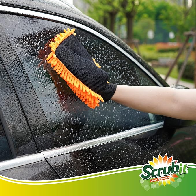 SCRUBIT 2 Pack Car Wash Mitt – Scratch-Free Car Sponges for Washing, Dual Sided Wash Mitts for Car Washing - Premium Car Washing Sponge for Cars, Trucks, and Boats