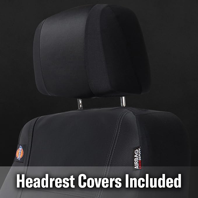 Dickies 2-Piece Puncture-Resistant Front Seat Covers for Cars, Trucks, SUVs — Black