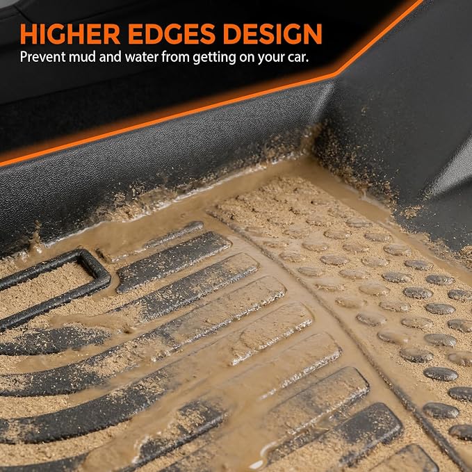 Floor Mats for Volkswagen VW Atlas Cross Sport 5 Passenger 2020-2025, Custom Fit Heavy Duty TPE All Weather Protection, Waterproof Non-Slip Black (Two-Row Floor Mats & Cargo Liner)