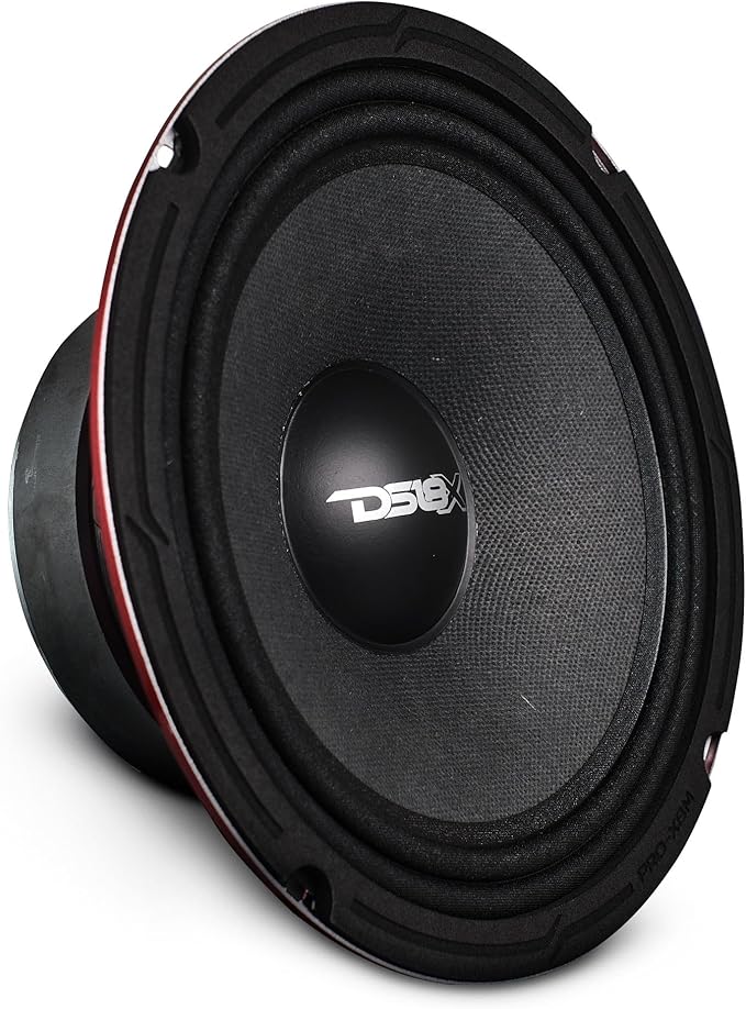 DS18 PRO-X8M Loudspeaker - 8", Midrange, Red Steel Basket, 550W Max, 275W RMS, 8 Ohms - Premium Quality Audio Door Speakers for Car or Truck Stereo Sound System (1 Speaker), Classic