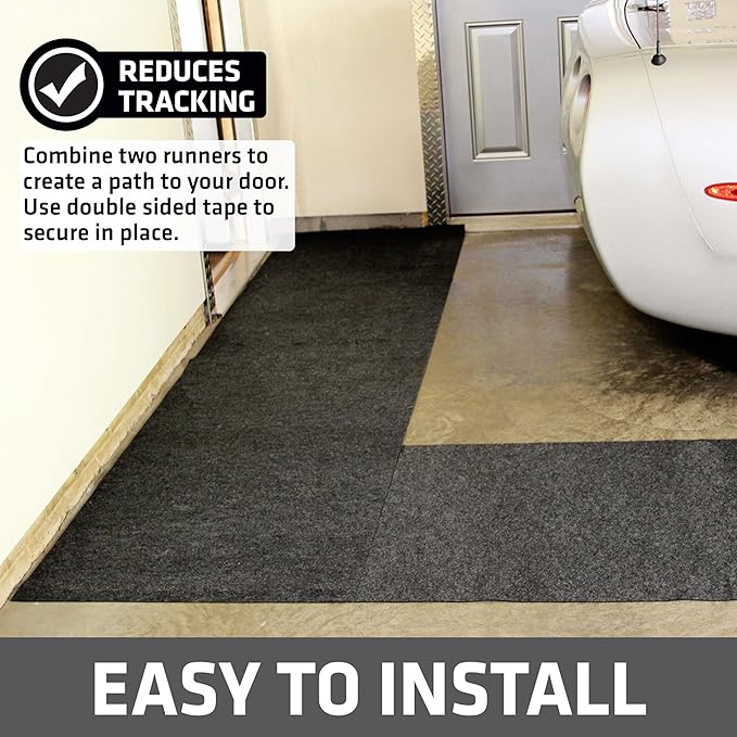Drymate Garage Floor Runner Mat, (8'10" x 2'6"), Protects Surfaces, Absorbent, Waterproof, Slip-Resistant, Quick Dry Carpet Fabric, Trimmable & Washable (USA Made) (Charcoal)