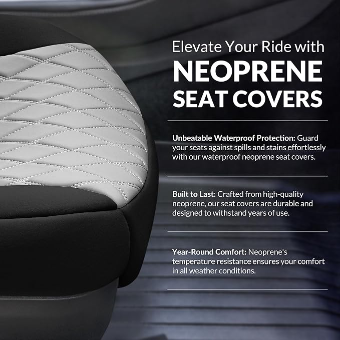 FH Group Custom Fit Car Seat Covers Specifically Made for Toyota Sienna 2021-2024, Gray Ultraflex Neoprene Front Set Automotive Seat Covers, 7-8 Seater SUV Seat Covers, Toyota Accessories