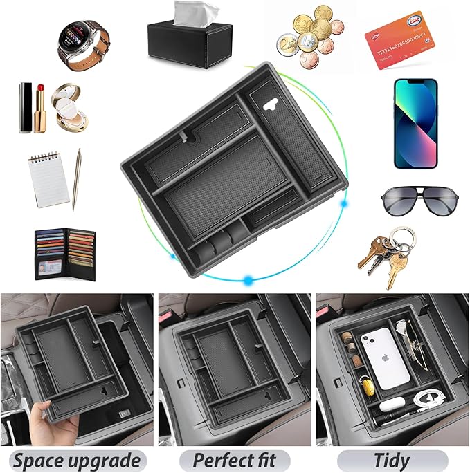 SKTU for 2021-2024 Nissan Armada/ 2022 2023 2024 Infiniti QX80 Center Console Organizer 2024 QX80/ 2024 Armada Console Tray 2023 2024 Armada Accessories (Front Driver's Row)