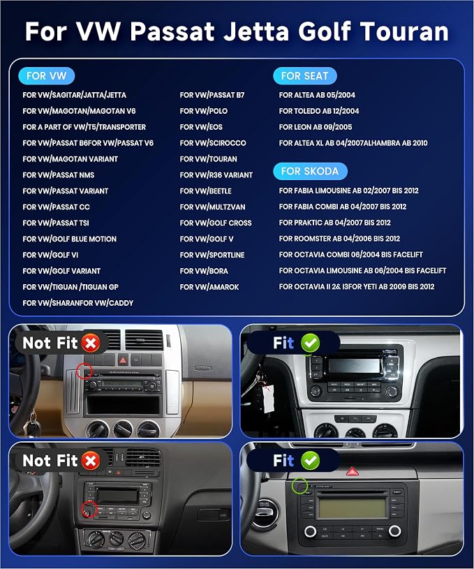 DSP 2G 64G Radio for VW Passat Jetta Golf Touran Seat Golf Beetle Car Stereo with Wireless Carplay Android Auto,7 inch IPS Touch Screen MirrorLink FM/RDS 26UIs GPS WiFi AHD Backup Camera MIC 36/40Pin