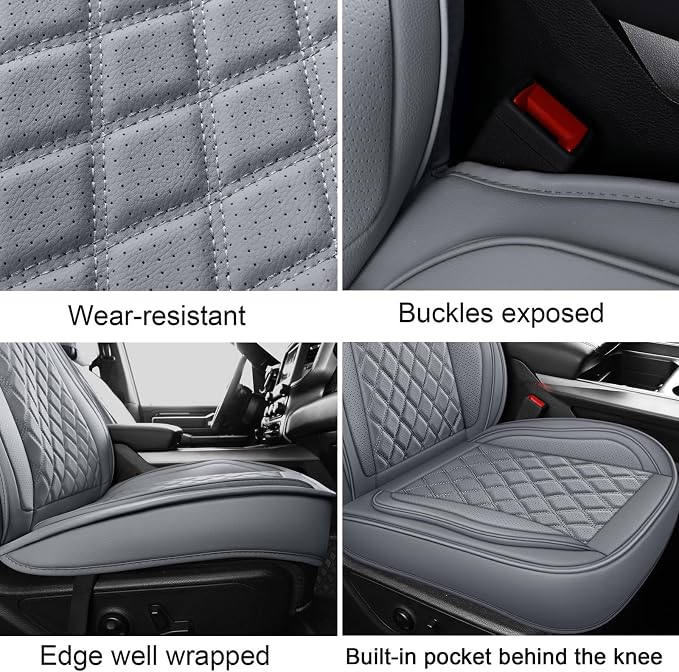 MIROZO Silverado Sierra Front Seat Covers,2PCS Truck Seat Covers Waterproof Pickup Seat Covers Compatible with 2007-2026 Chevy Silverado GMC Sierra 1500 2500HD 3500HD (Grey,2PCS Front)