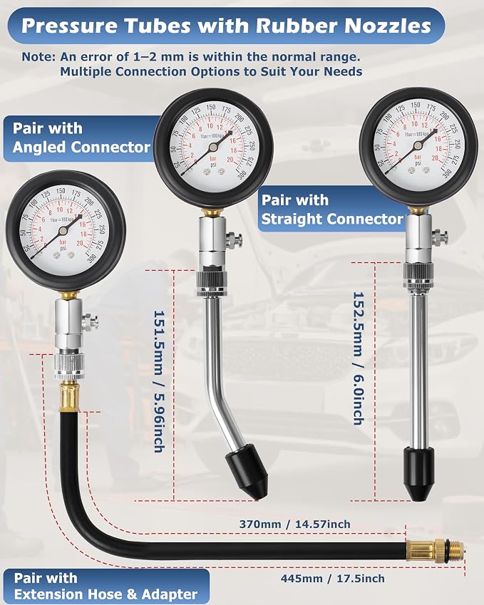 DAYUAN 8pcs Professional Petrol Engine Compression Tester Kit Bundle with DAYUAN Petrol Engine Timing Locking Tool Kit