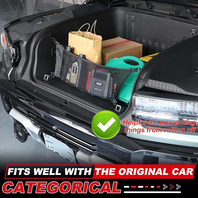 Front Trunk Storage Cargo Net for Hummer EV SUV Pickup Truck Accessories 2022-2024 2025 2026 Expandable Elastic Heavy Duty Trunk Storage Organizer Mesh with 4 Metal Carabiners(Envelope Style)