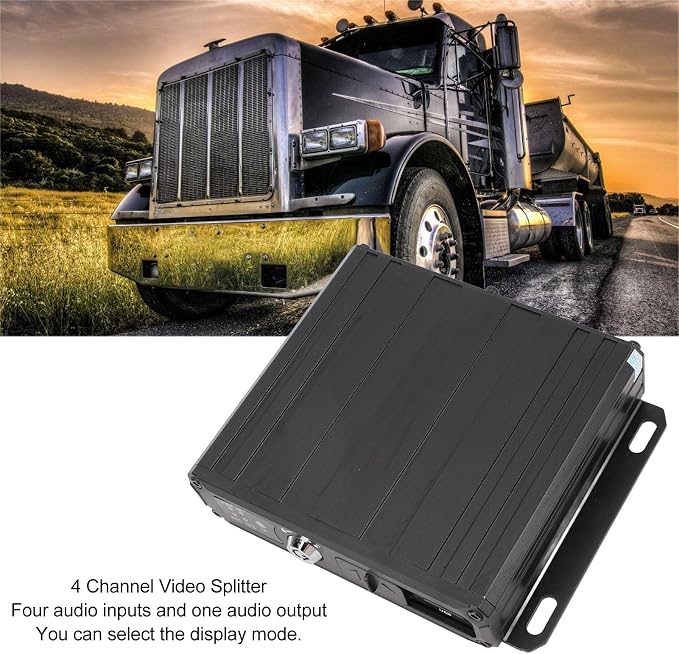 Backup Camera Video Switcher, 4 Channel Parking Camera Video Splitter 4 Input 1 Output DC12V/24V 1080P AHD Backup Camera Image Switch Combiner Box for RV Buses Truck (No Memory