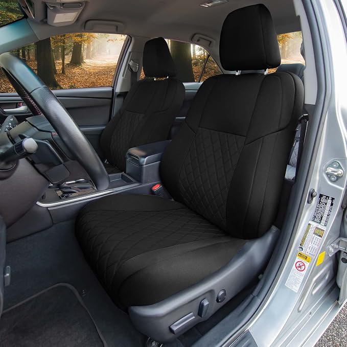 FH Group Custom Fit Seat Covers Specifically Made for 2012-2017 Toyota Camry LE | SE | XSE | XLE - Ultraflex Neoprene Waterproof Car Seat Cover, Full Set Black