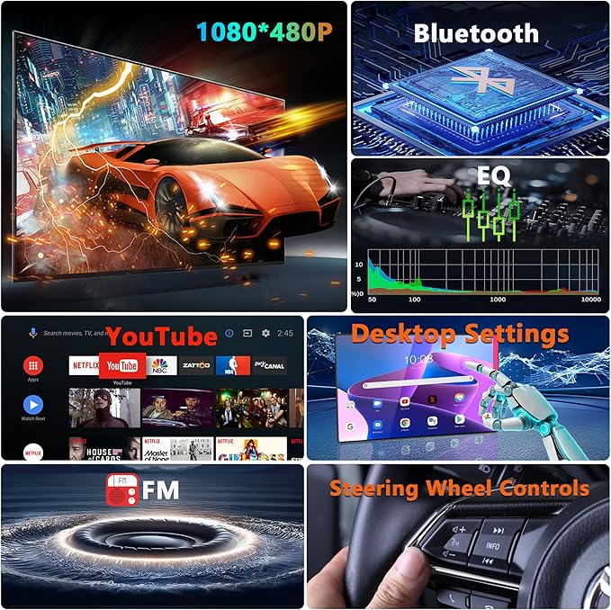 LSLYA Single Din Radio, Touchscreen Car Stereo for Wireless Apple Carplay,Android Auto, Radio para Carro with FM/USB/Mirror Link/Rear Camera/Car Steering Wheel Controller/Mirophone/Type-c/Aux