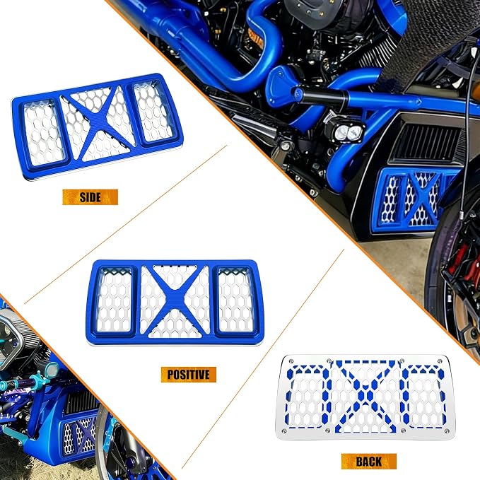 Radiator Guard Grille Oil Cooler Cover Fit For Harley Touring Road King Street Glide Electra Glide Ultra Limited 2023.5-2025 Blue