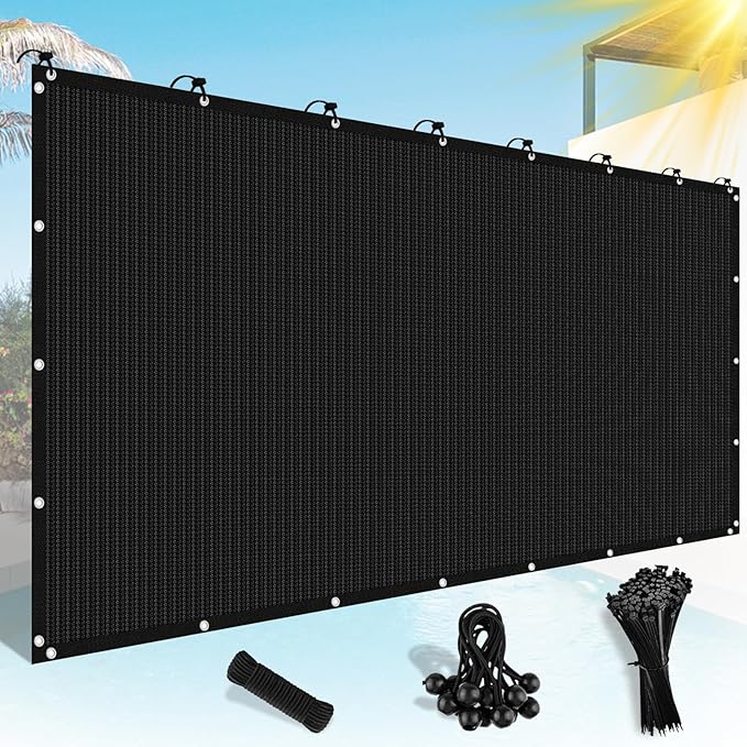 Shade&Beyond Customized 90% Sun Shade Cloth with Grommets, 6' X 20' Pergola Shade Cover Canopy, Mesh Tarp Sun Screens for Patio, Outdoor, Garden, Backyard, Black