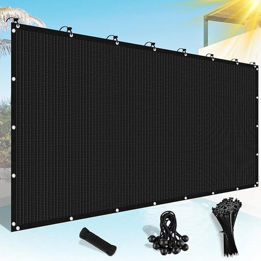 Shade&Beyond Customized 90% Sun Shade Cloth with Grommets, 6' X 20' Pergola Shade Cover Canopy, Mesh Tarp Sun Screens for Patio, Outdoor, Garden, Backyard, Black