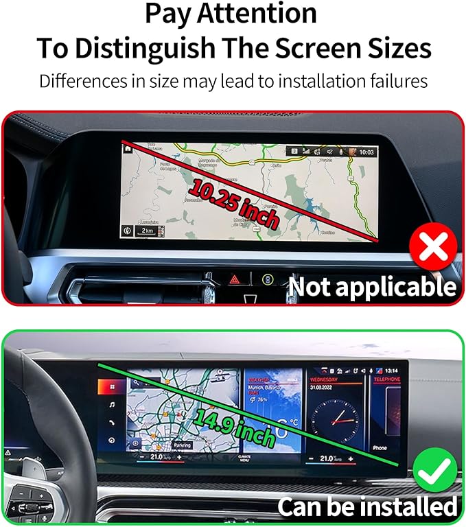 Wireless Charging Car Phone Holder for BMW 3 Series 2023-2026 / 4 Series 2024-2026 / 2 Series 2025-2026 / i4 2022-2026, 14.9" Screen Fixed Clip, 360° Rotation Car Phone Mount Compatible with MagSafe
