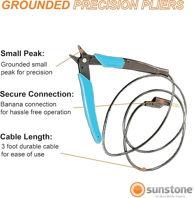Orion Grounded Precision Plier: Unleash Unrivaled Precision for Fine Chain Welding, Secure Connection, 3ft Cable – Ideal for Permanent Jewelry Fine Chain Welding, and Precise Control