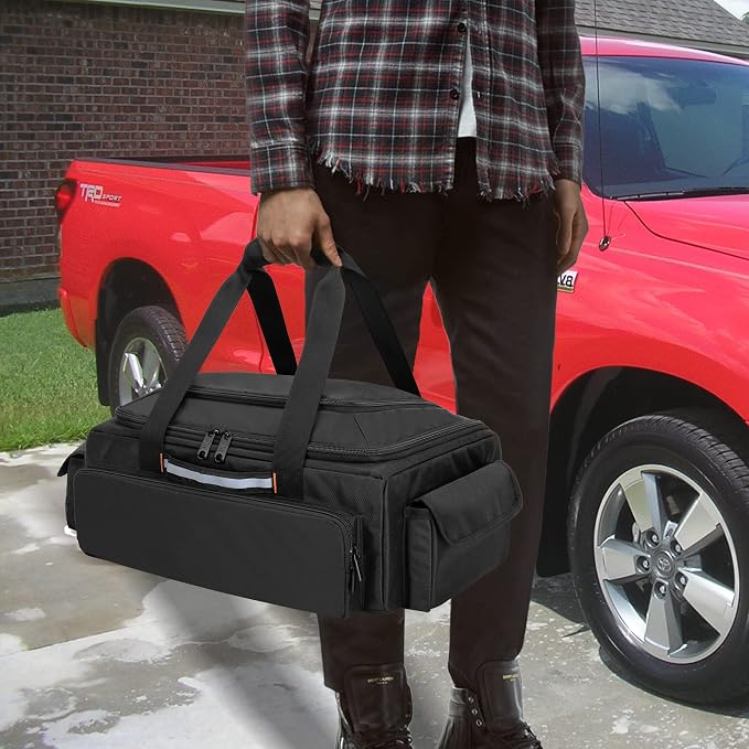 samdew Under Seat Storage Bag, Truck Organizer Backseat for SuperCrew & Crew Cab, Rear Seat Storage Case for Trucks Compatible with F150, Underseat Tool Box with Multiple Pockets, Bag Only