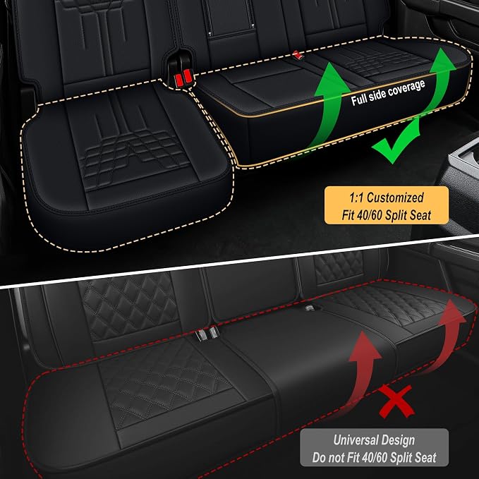 for Ford 2025 2026 F150 Seat Covers 2009-2026 F250 F350 F450 2017-2026 | Premium Handmade Leather Waterproof Fits Not Only SuperCrew Lightning King Ranch Platinum Tremor SVT Raptor