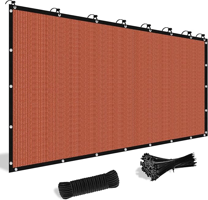 Shade&Beyond Customized Size 7' X 13' Shade Cloth with Grommets, 90% UV Protection UV Protection Mesh Tarp Sun Screens for Patio GN04, Rust Red