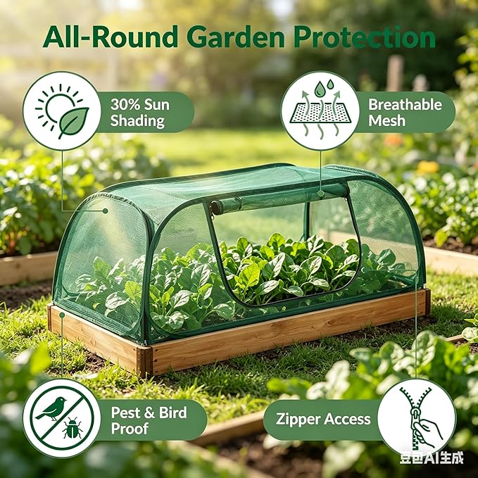 1Pack Raised Garden Bed Covers(45"X22"X18"), Pop Up Mesh Plant & Vegetable Cover,30% Sunblock Plant Shade Tent, Outdoor Planter Protection, Sun & Insect Guard