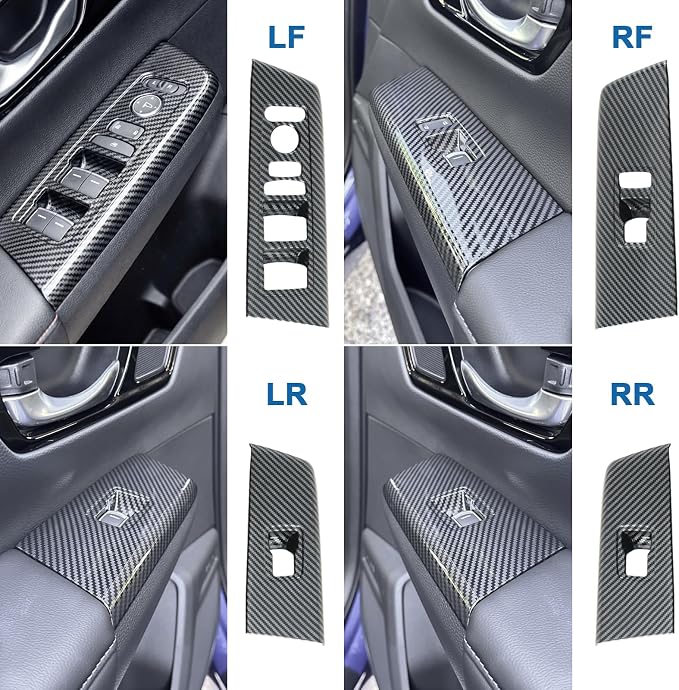 Carbon Fiber Window Lift Switch Panel Cover Compatible with 2023-2026 Honda CR-V CRV