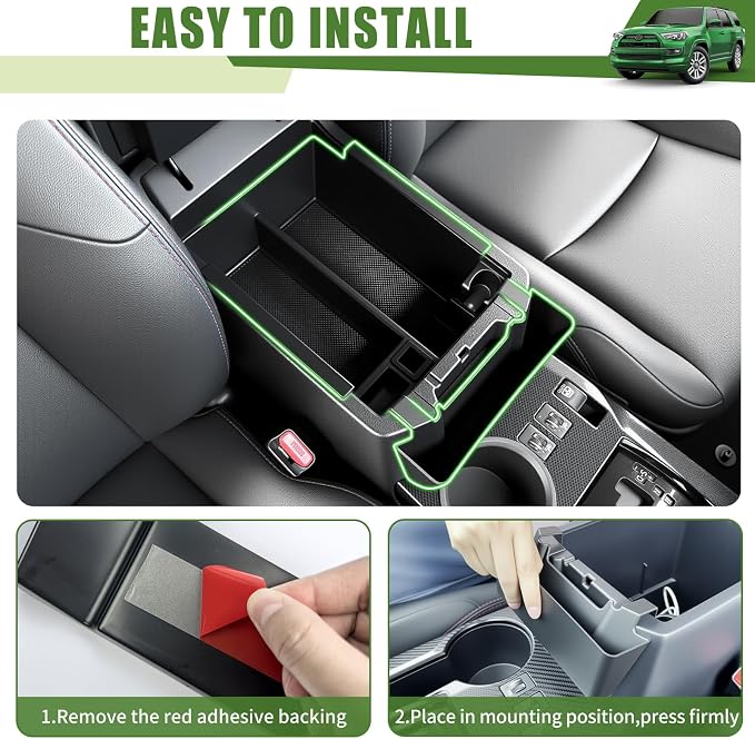2PCS Center Console Organizer for 2010-2024 Toyota 4Runner Insert Armrest Box and Hanging Storage Tray for 4 Runner Interior Accessories(2PCS Center Console Armrest Box/Fit 10-24)