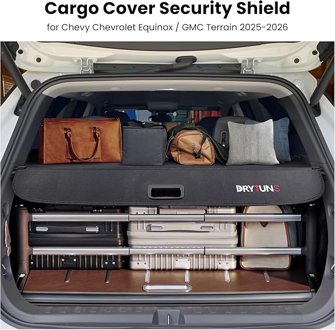 Cargo Cover for Chevy Equinox 2025 2026, Retractable Trunk Cover for GMC Terrain 2025-2026, Trunk Privacy Shade w/Extension, Not for EV Model