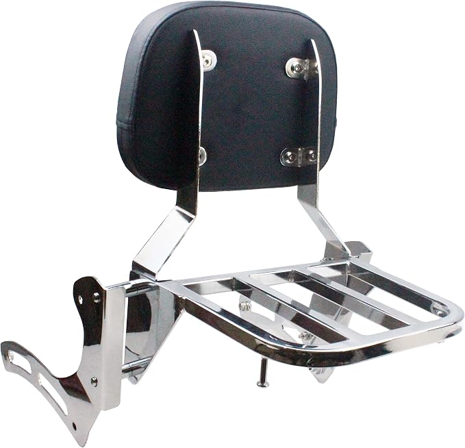 YHMOTO Passenger Backrest Sissy Bar with Luggage Rack for Kawasaki Vulcan 900 VN900 Classic Custom 2006-2025 (Chrome)