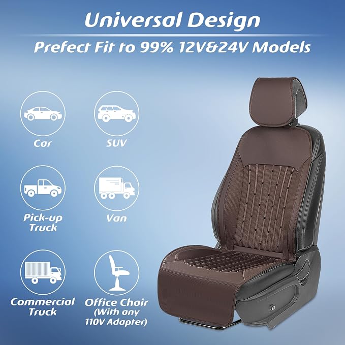 Paffenery 2026 Upgraded Cooling Car Seat Cover Front Seat, 12V-24V Ventilated Cooling Car Seat Cushion, Cooled Seat Cover for Car SUV Truck Universal Fit, Cocoa Brown