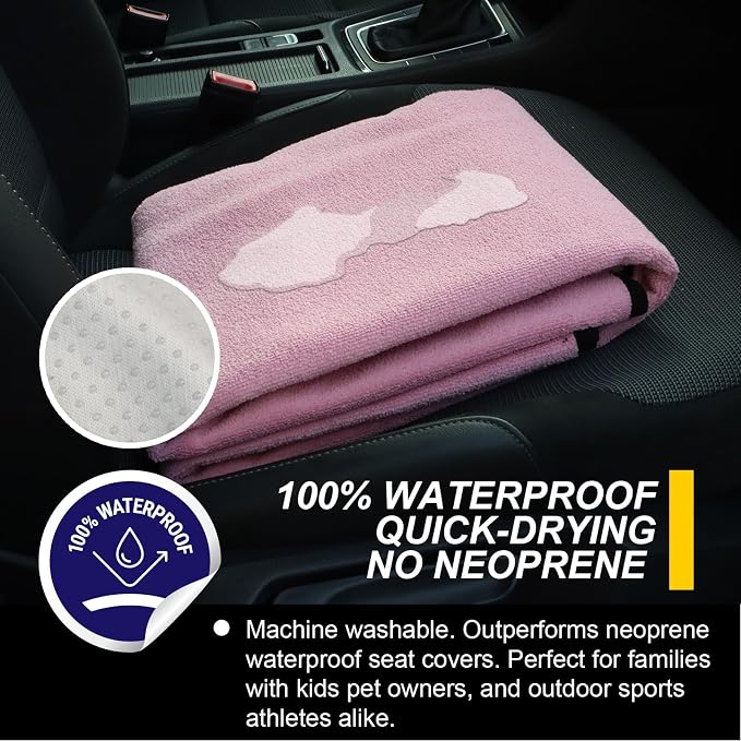 Back Seat Cover for Car Trucks Van SUV Jeep,Waterproof Rear Bench Towel Seat Covers for Dogs and Kids,Automotive Backseat Protector (Pink)