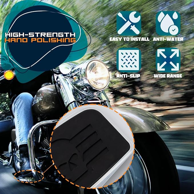 Rear Passenger Footpeg Passenger Peg Floorboard Footboard for Harley Dyna Electra Glide Road Electra RoadKing Fat boy Sportster 883 1200 Sportsters Dynas Softails V-Rod (Skull-Chrome)
