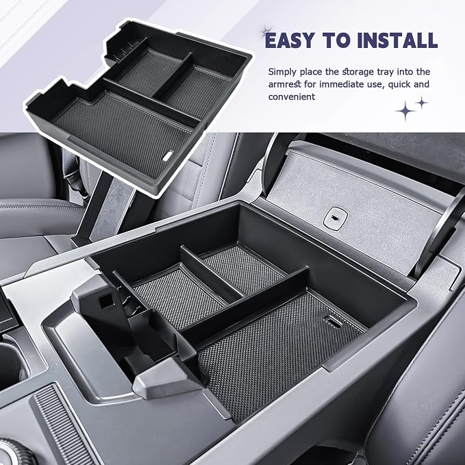 RUNROAD Center Console Organizer Tray Compatible with 2025 2024 2023 2022 GMC Hummer EV Accessories, DashBoard Armrest Storage Tray Behind Screen Center Console Organizer (2PCS)