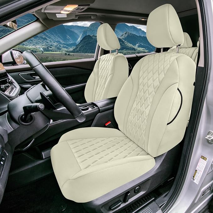 FH Group Custom-Fit Car Seat Covers Specifically Made for 2021-2026 Nissan Rogue, Front Set Solid Beige Ultraflex Neoprene Waterproof Automotive Seat Cover