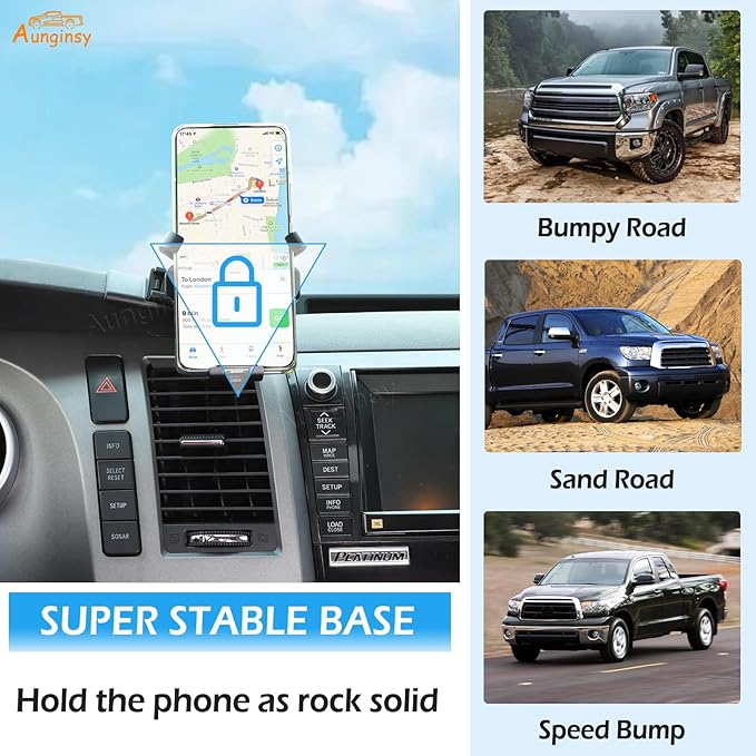 Car Phone Mount Compatible with Toyota Tundra/Sequoia 2007-2013 Center Console Air Outlet Vent Upper Panel Mobile Phone Holder Dashboard Hands-Free Universal Cell Phones Navigation Bracket Accessories
