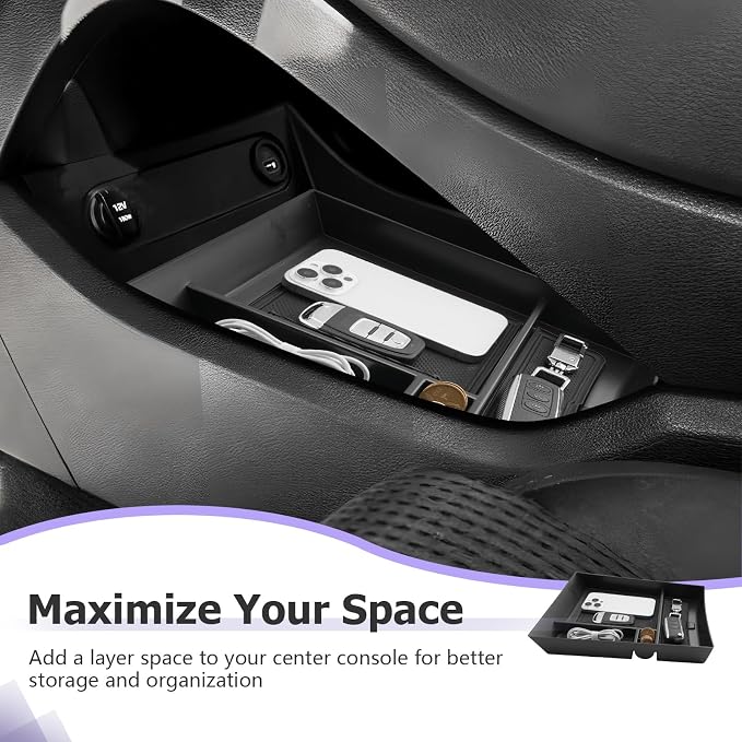 LUWU Lower Center Console Tray Storage Box for 2021 2022 2023 Hyundai Santa Fe SE/SEL/XRT/Limited/Calligraphy Accessories Armrest Console Organizer ABS Material 2022 2023 Santa Fe Accessories Black