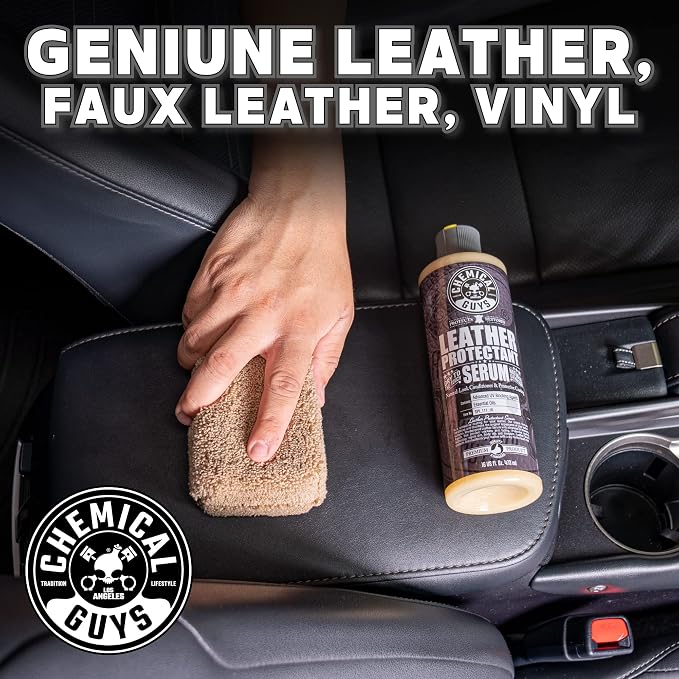 Chemical Guys Leather Cleaner & Leather Serum Kit for Car Interiors, Furniture, Apparel, Shoes, Boots, and More (Works on Natural, Synthetic, Pleather, Faux Leather and More), 16 fl oz - 2 Items