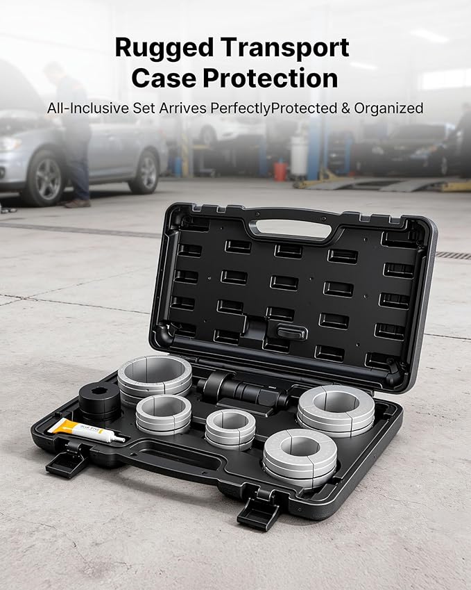 VEVOR Exhaust Pipe Expander Tool Kit, 1-5/8" to 4-1/4" Exhaust Pipe Stretcher, Muffler Pipes Spreader with 7 Heavy-Duty Collects & Storage Case, Automotive Car Tool Kit for Tailpipes Tubes
