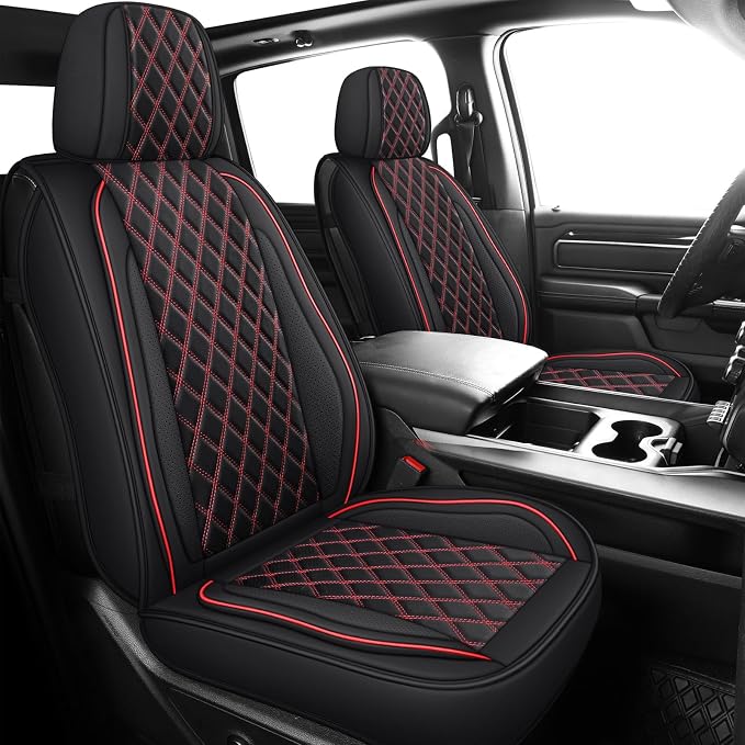 MIROZO Front Seat Covers for Silverado,2PCS Truck Seat Covers Waterproof Car Seat Covers Pickup Seat Protector Compatible with 2007-2026 Chevy Silverado GMC Sierra 1500 2500HD 3500HD (Red,2PCS Front)
